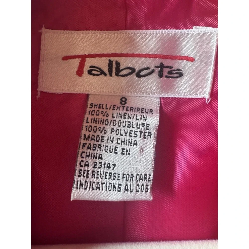 Vintage Talbots Hot Pink Linen Women's Blazer Jacket Size 8 Barbiecore‎